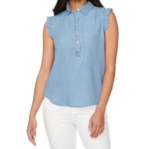 NEW Loft Ruffle Sleeveless Blouse | Denim